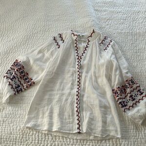 Tyler Boe linen top with detail